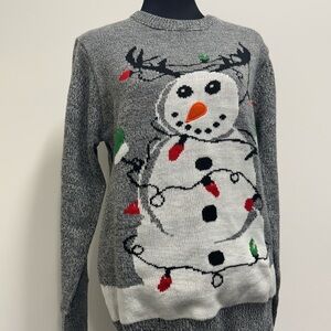 Très Chic Light-Up Snowman Sweater Medium Festive Holiday LED Ugly Christmas Top